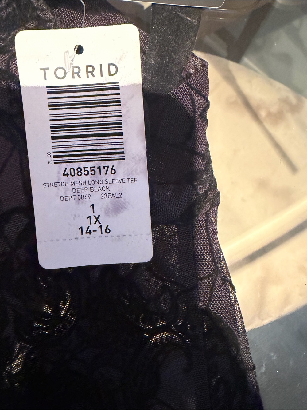 torrid Flocked Mesh Mock Neck Long Sleeve Top - Picture 3 of 3
